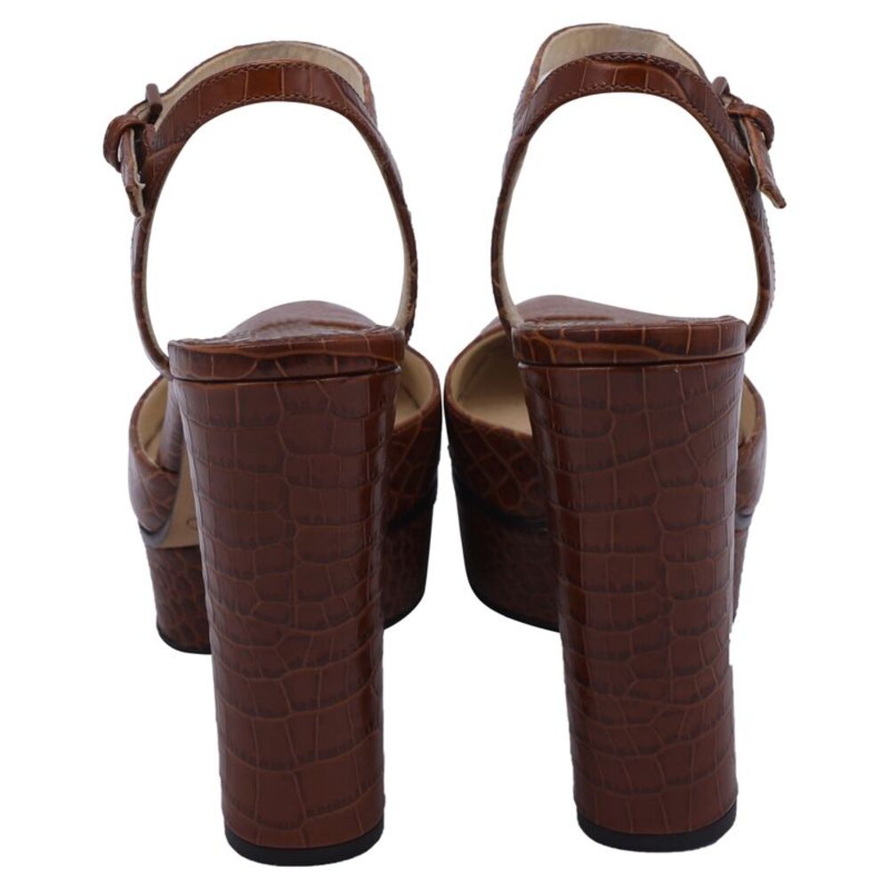 Jimmy Choo Maple Croc-Embossed Platform Pumps in Brown Leather - Picture 5 of 8